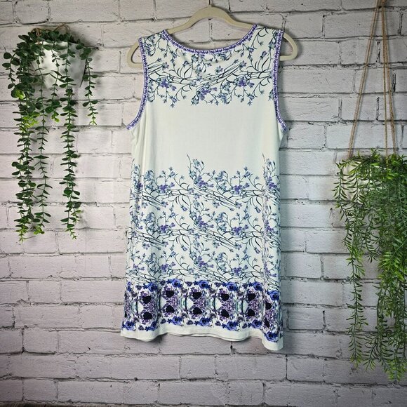SOPHIE MAX SLEEELESS KNIT DRESS WHITE WITH BLUE AND PURPLE SIZE MED WOMENS - Picture 2 of 6